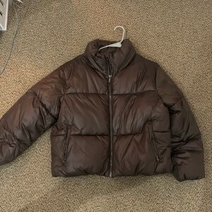 Brown puffer jacket